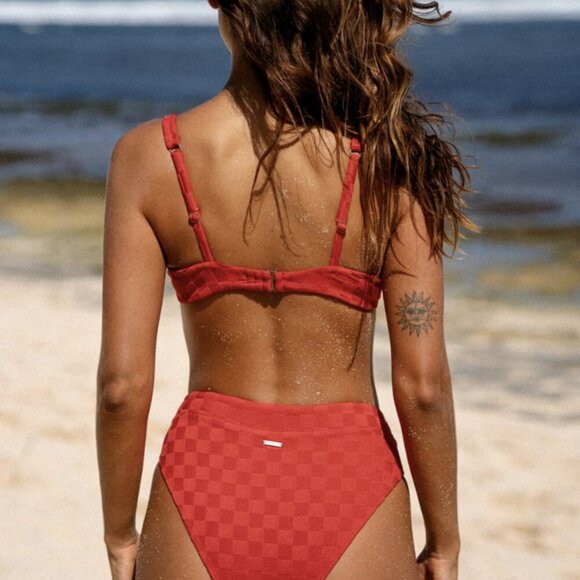 Berlook Red Plaid Jacquard Bikini Bottom ONLY 46 - Picture 4 of 9